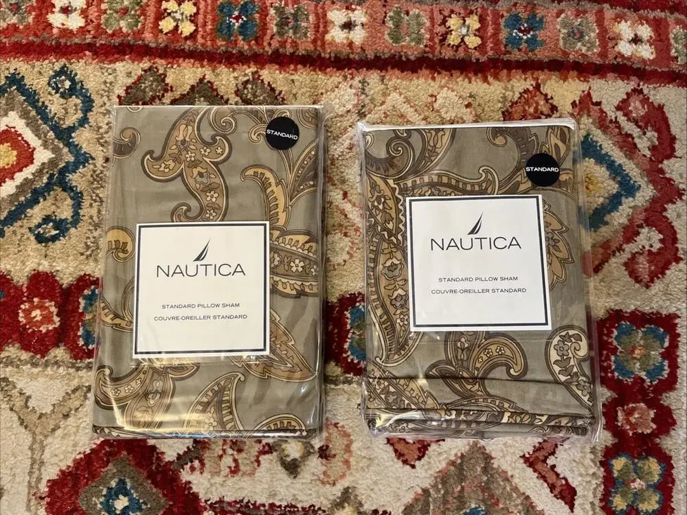 NEW Nautica Ludlow Standard Pillow Sham Couvre-Oreiller Standard LOT of 2